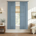 Hokibero Blue Pinch Pleated Linen Curtains 72 Inch Long for Living Room | Light Filtering Sheer Curtain,Pinch Pleat Back Tab Hooks Rings,Farmhouse Textured Privacy Drapes for Bedroom Window,2 Panels by Hokibero