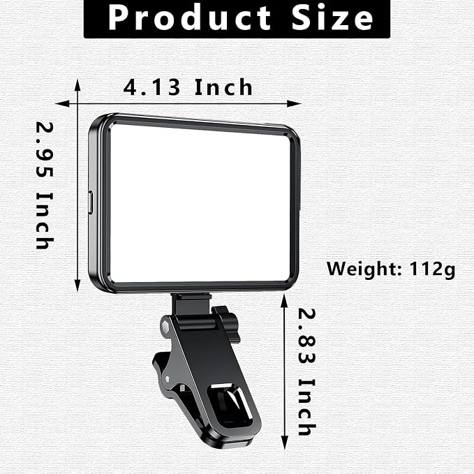 Rechargeable Soft Selfie Light for Phone, Camera, Laptop, 4-14H Battery Portable LED Light for Pictures, Phone Light Clip for Selfie, Vlog, TikTok, Makeup, Video Conference Black | 4-14H Battery Portable LED Light for Pictures, Phone Light Clip for Sel... - Image 9