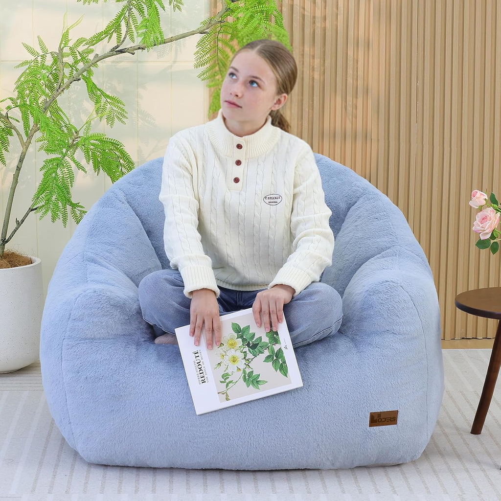 Giant Bean Bag Chair for Adults, Teens and Kids, Cozy Fluffy Corduroy Beanbag Chair with Filler, Large Floor Lounge Sofa for Living Room, Bedroom, Dorm, Gaming and Reading(L-Light Blue) - Image 9