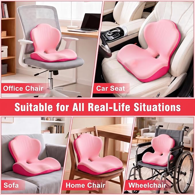 Car Seat Cushion Office Chair Cushion with Lumbar Support Pillow | Ergonomic Seat Cushion for Relieve Sciatica & Tailbone Pain, Ideal for Car Driving Truck Office Chairs Wheelchairs Home Use - Image 7