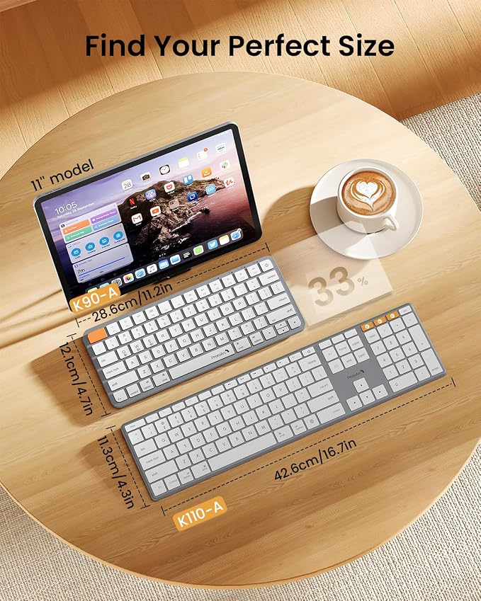 ProtoArc K90-A Backlit Bluetooth Keyboard for Mac/iPad, White Silver | Compact Wireless Mac Keyboard, 78-Key, No Numpad, 3-Level White Led Backlight, Multi-Device, Low-Profile, Rechargeable - Image 9
