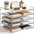 KKU 5 Tier Clear Acrylic Desk Organizer, Letter Tray Paper File Desk Organizer and Accessories For Office Supplies by KKUprotectanddisplayyourtreasures