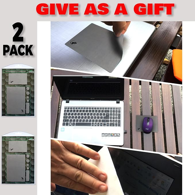 Mouse Pad Adhesive Bottom - Sticks to Any Surface - Portable - Webcam Covers and Screen Cleaner Included (2 x Gray) - Image 7