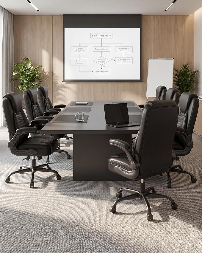 COMHOMA Mid-Back Office Chair, Ergonomic PU Desk Chair with Flip up Arms, Small Computer Gaming with Comfy Lumbar Support,Rocking Function,Sturdy Metal Base, Ink Black - Image 9
