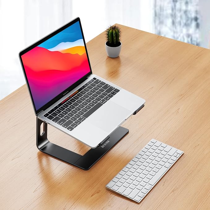 BESIGN LS03 Aluminum Laptop Stand, Ergonomic Detachable Computer Stand, Notebook Riser, Laptop Mount Compatible with Air, Pro, Dell, HP, Lenovo More 10-15.6" Laptops, Black - Image 2