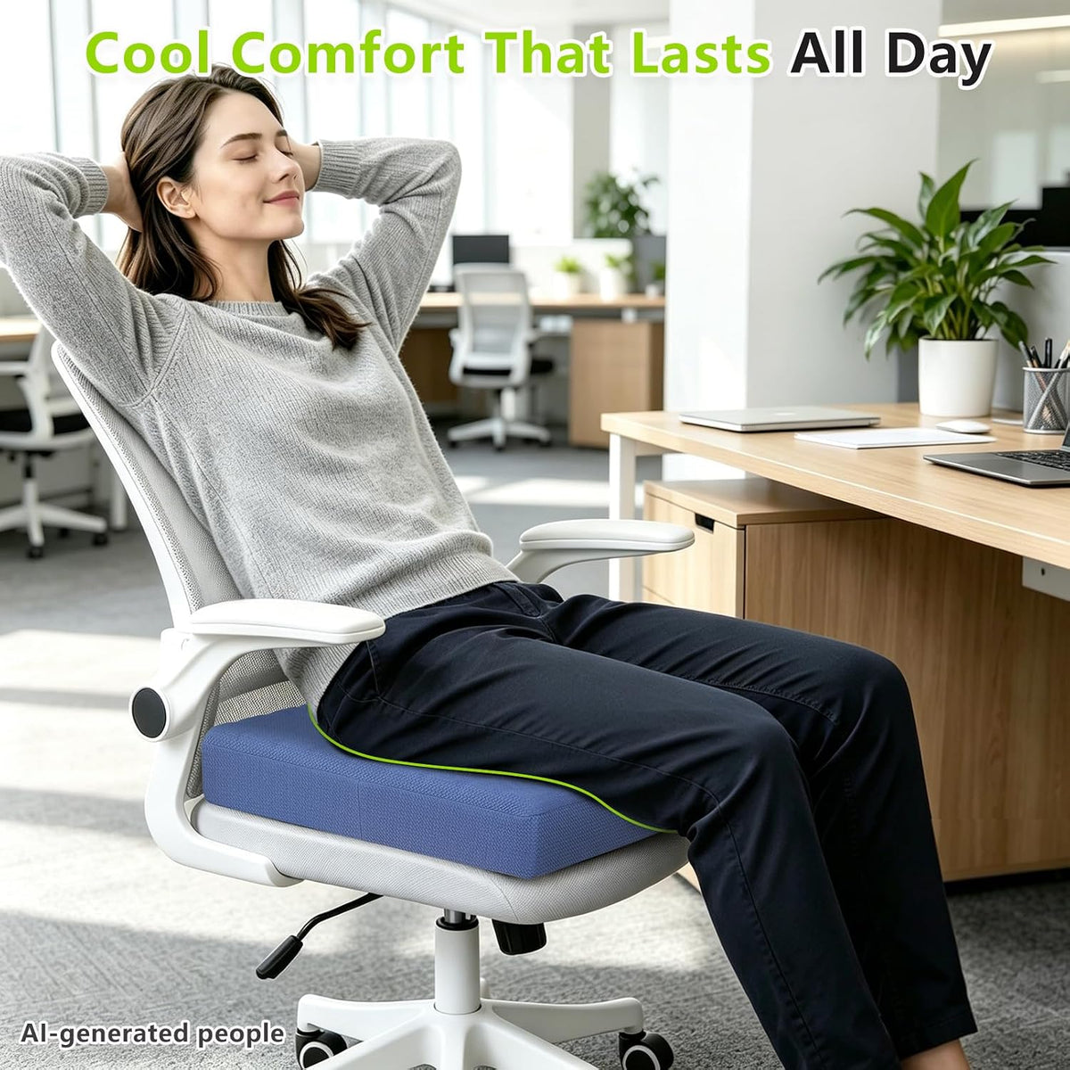 Seat Cushion for Office Chair with 3D Breathable Grid (blue, 16.1'') - Image 5