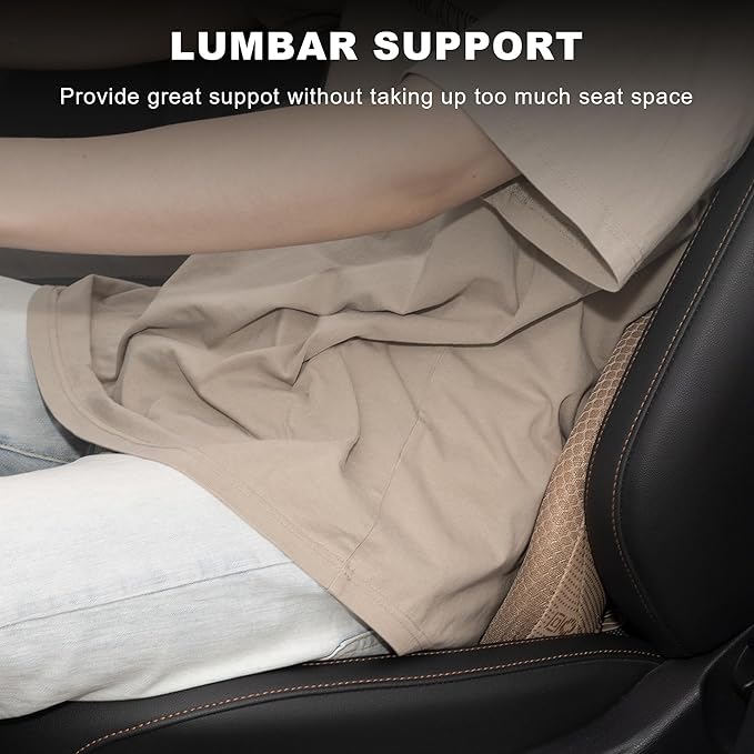 Livtribe Car Seat Cushion - Memory Foam Car Seat Pad - Sciatica & Lower Back Pain Relief - Car Seat Cushions for Driving - Road Trip Essentials for Drivers(Beige) - Image 4