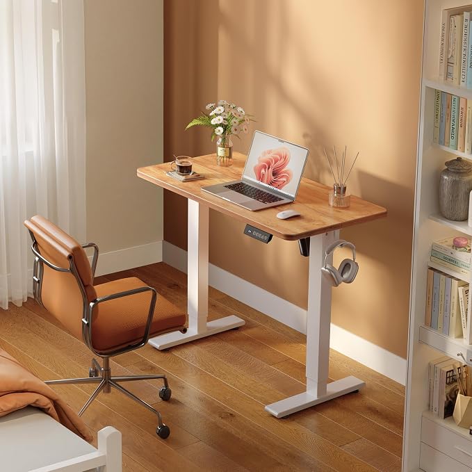 FEZIBO 40 x 24 Inches Electric Standing Desk Adjustable Height, 3 Memory Height Settings, Sit Stand Up Desk for Home Office & Computer Workstation, Light Rustic - Image 2