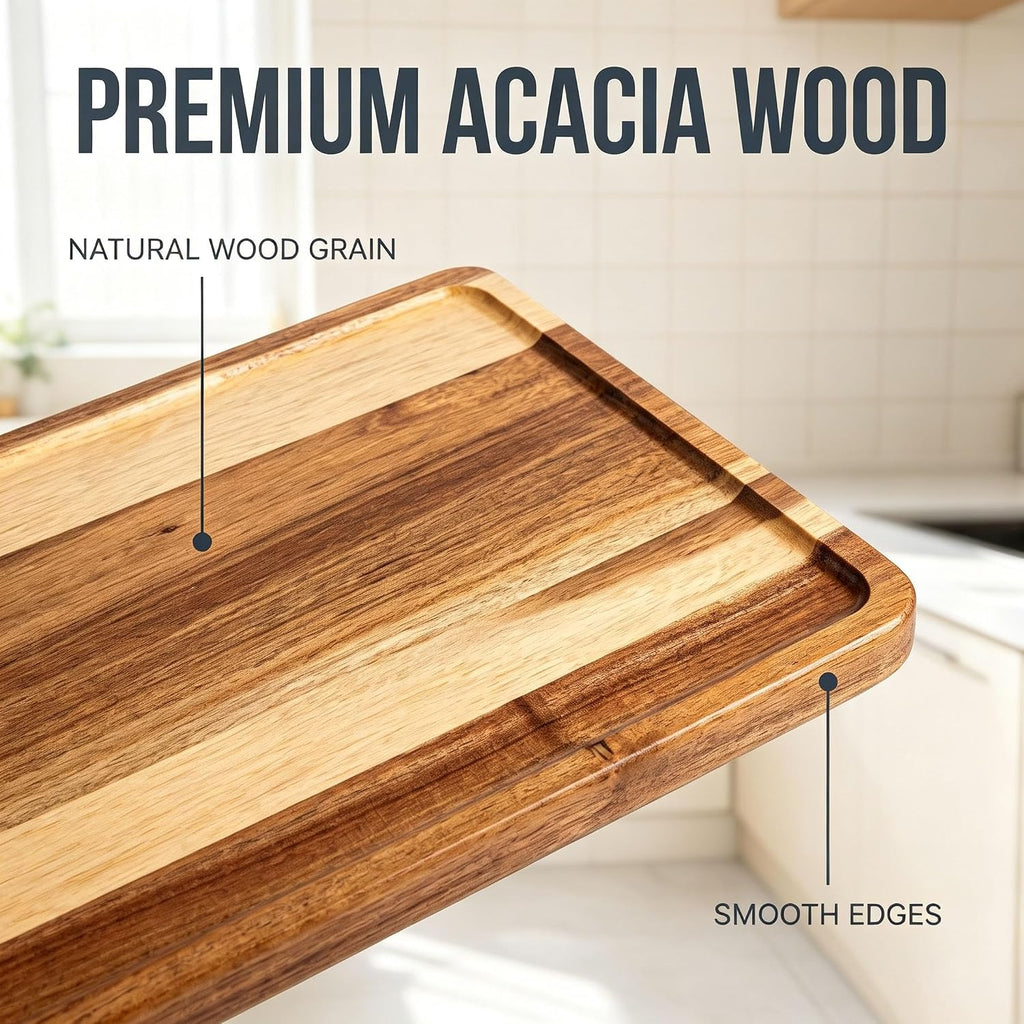 Acacia Wood Couch Tray Between Cushion with Natural Wood Grain Finish - Image 5