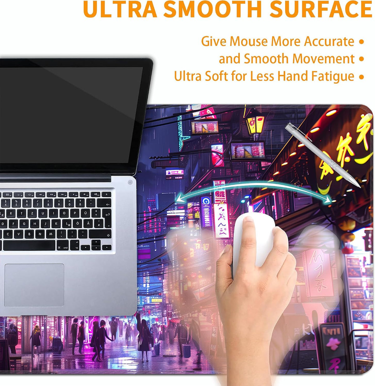 Cyberpunk Mouse Pad,XXL 35.4"x15.7" Big Gaming Mousepad,Japanese Streets Large Extended Mouse Mat,Non-Slip Rubber Base Waterproof with Stitched Edges for Gaming Office Home - Image 5
