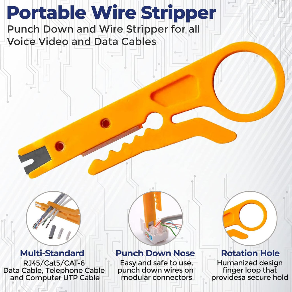 RJ45 Pass Through Crimp Tool Kit for Cat5, Cat6 termination including Ethernet Cable Tester(9V battery not included) plus 20 pcs Cat6 pass through Connector plugs - Image 4