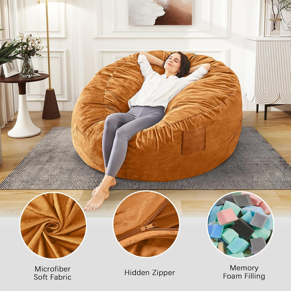 Bean Bag Chairs for Adults - Giant Bean Bag Convertible Floor Sofa - Image 5