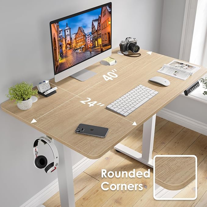 Electric Standing Desk Adjustable Height Sit Stand Home Office Desk with Splice Board - Image 3