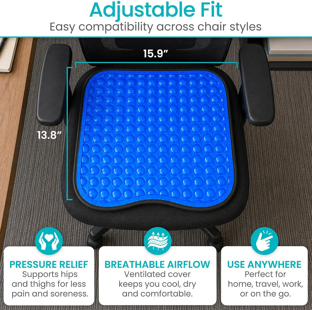 Vive Cooling Gel Seat Cushion - for Coccyx, Sciatica & Tailbone Pain Relief - Image 4