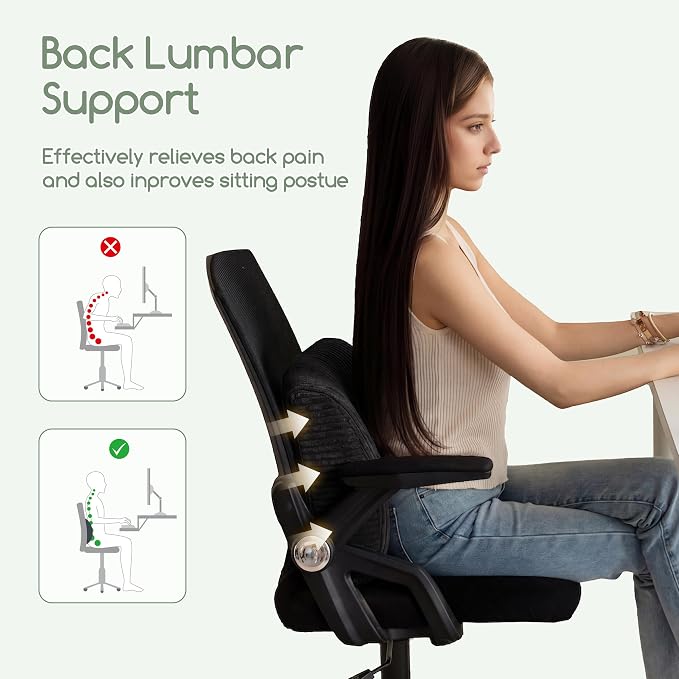 Lumbar Support Pillow for Recliner Chair/Accent Chair/Couch, Extra Large Memory Foam Back Support Cushion for Elderly, Recliner Cushions for Back Rest, Pain Relief, Reading, Washable Cover, Black - Image 7