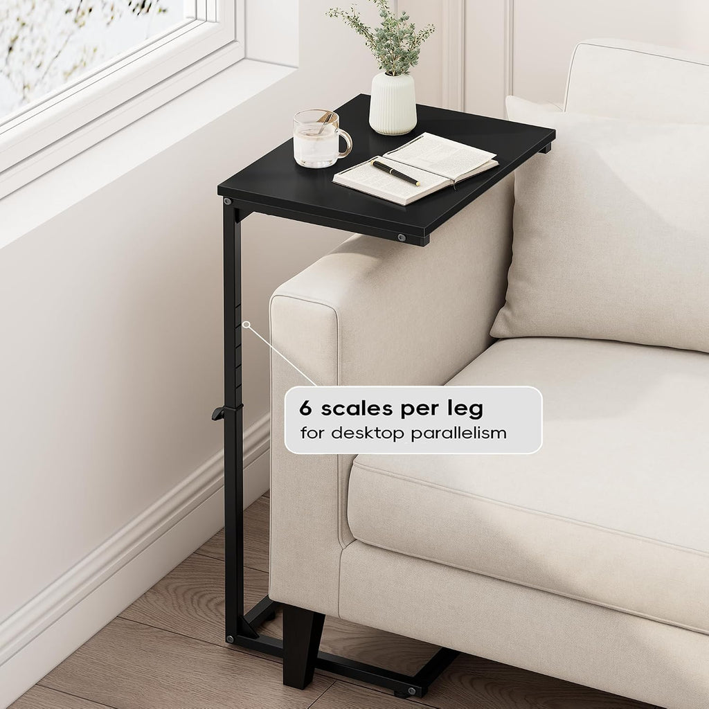 C Shaped End Tables Set of 2, 33.2'' Tall C Table Adjustable Height Side Table, Small Side Table for Small Spaces, Slide Under Couch Table for Sofa, Tv Tray for Living Room, Black - Image 6