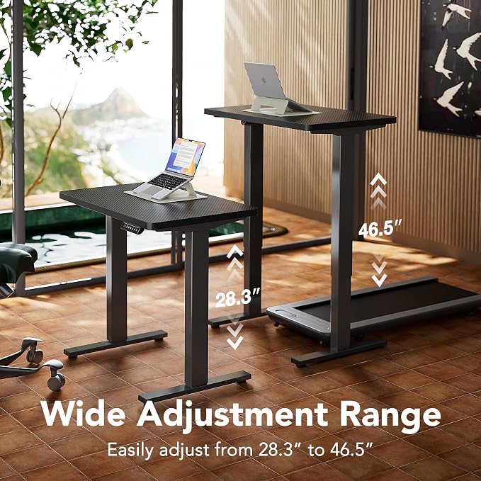 HUANUO 40x24 Inch Electric Standing Desk, Adjustable, Carbon Fiber Black | 176 Lbs Capacity, Smooth Home Office Desk, 4 Memory Presets & Headphone Hooks, 28.3–46.5 Inch Height Range, Easy to assemble - Image 4