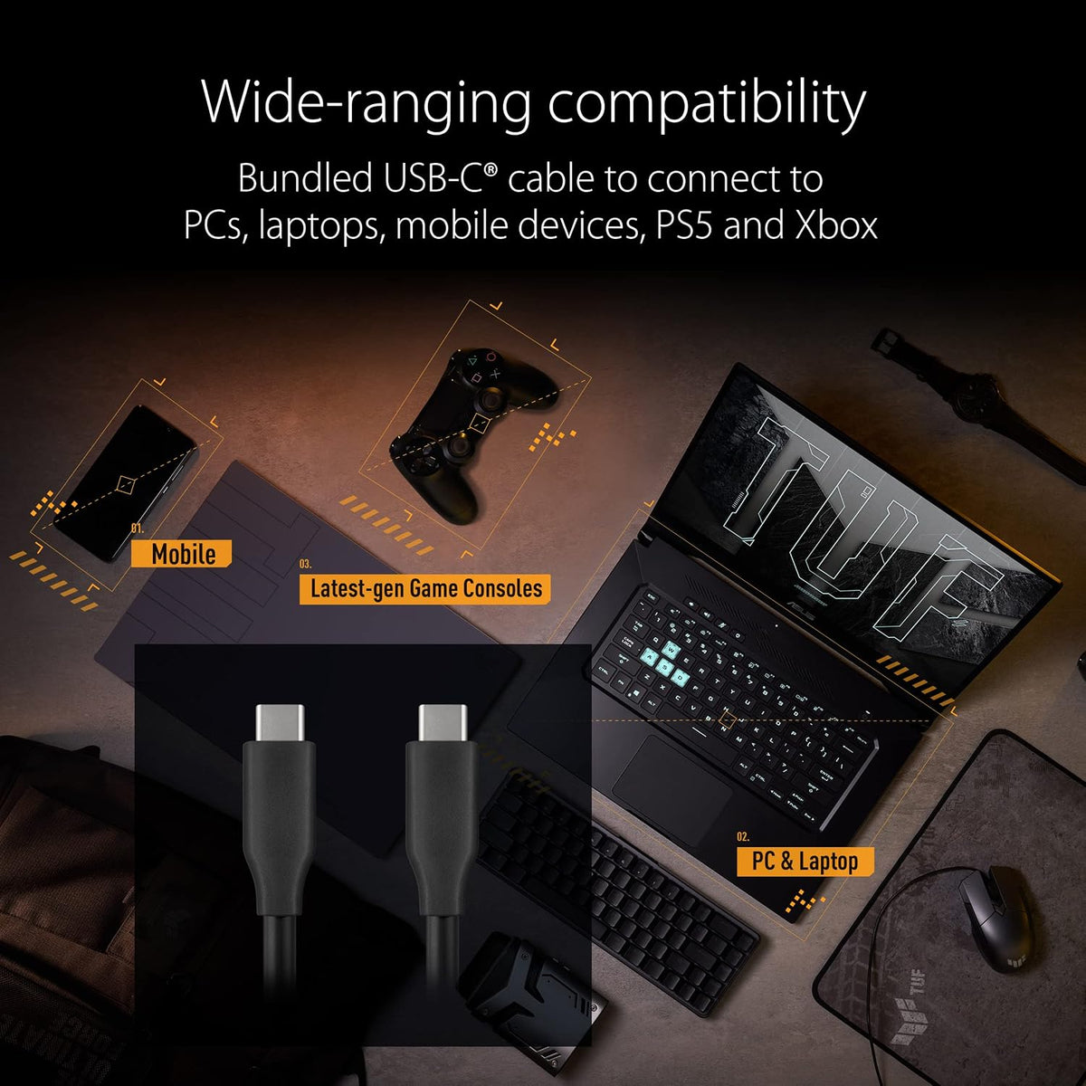 ASUS TUF Gaming A1 External M.2 NVMe SATA PCIe SSD Enclosure - USB-C, M.2 Q-Latch for Easy Installation, Drop Resistance, IP68 Water and dust Resistance, PS5 and Xbox Support,Black, 1 Year Warranty - Image 6