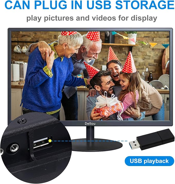 20 inch Monitoring Surveillance Display Security Camera Monitor | Multifunction Interface BNC, HDMI, AV, VGA, USB, PC Input CCTV Computer Monitor Built-in Speaker 1600x900 Full HD - Image 7