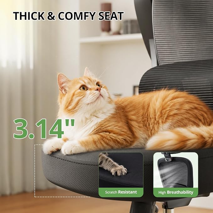 Ergonomic Office Chair 330 lb with Wheels, Lumbar Support & Headrest | Flip-Up Arms,Back Support,Gaming chairs,Breathable Mesh,2D Headrest - Image 6