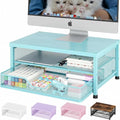Computer Monitor Stand Riser, Desk Organizer with Drawer, Printer & Laptop Stand, Office Desk Accessories & Workspace Desktop Organizers Storage for Office Supplies(Blue) by OPNICE