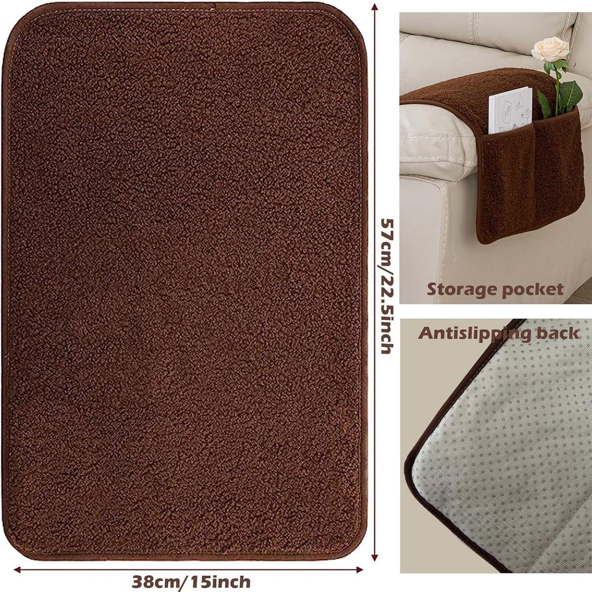 Armrest Covers for Recliners Couch Arm Covers with Pockets for Sofa - Image 7