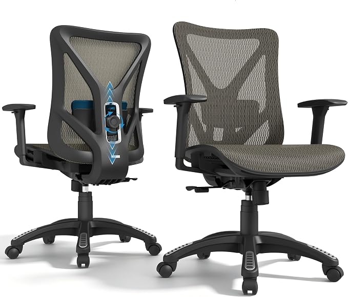 Ergonomic Office Chair, Mesh Computer Desk Chairs with Adjustable Lumbar Support, 3D Armrests, Tilt Function, Comfy Wide Seat, Swivel Executive Work Task Chair for Company and Home by MOLENTS
