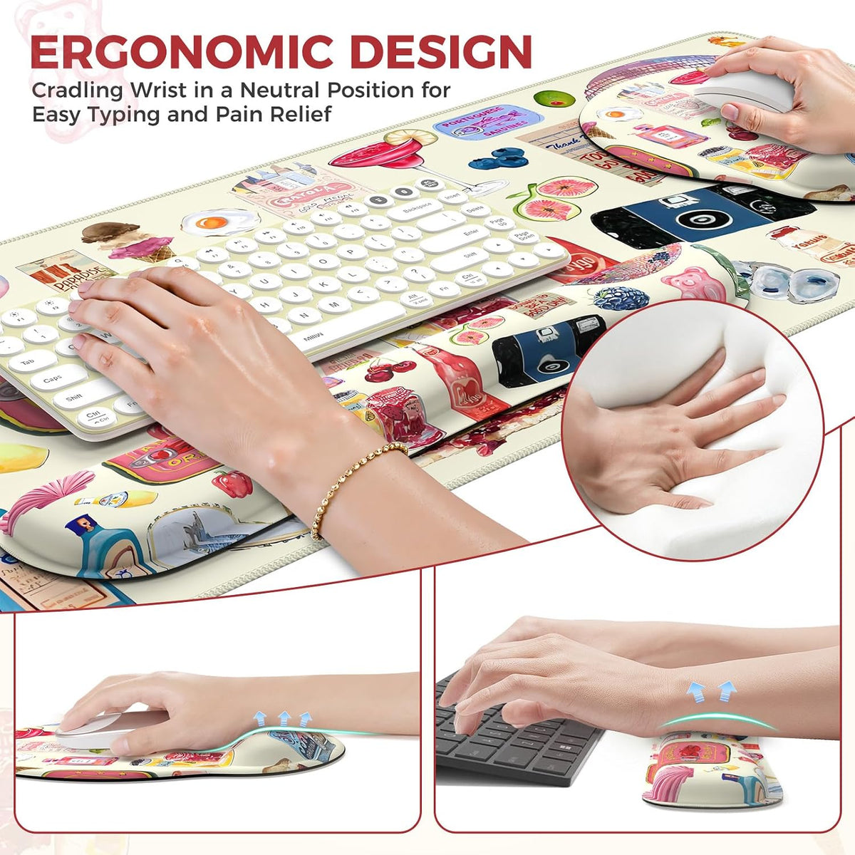 iCasso Desk Pad Mat, Large Mouse Pad and Keyboard Wrist Rest Set - Image 4