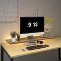 Monitor Stand Riser,Wood & Acrylic Computer Monitor Stand with LED Strip Light,Desk Accessories Desktop Organizer Stand for Computer,Laptop,Printer,PC & TV Screen by LAQUEENIE