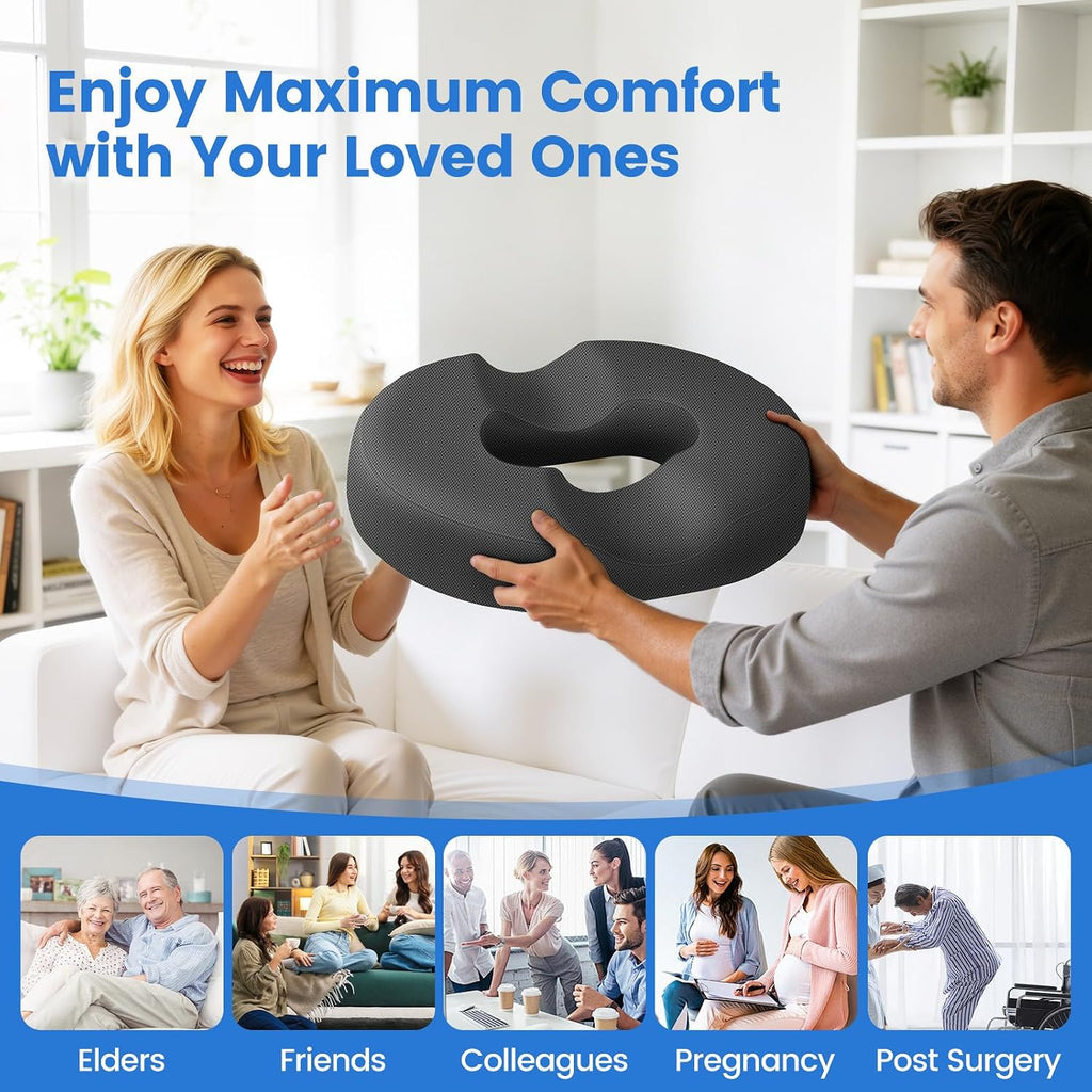 Donut Pillow Cooling Gel Memory Foam Cushion, XL, Grey - Image 7