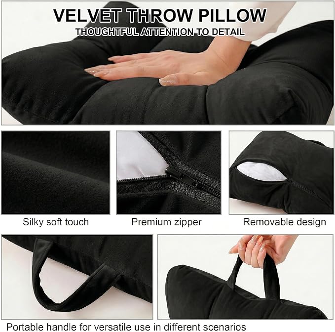 Lumbar Pillow for Car Seat and Office Chair, Classic Black | Ergonomic back support cushion with a removable, washable corduroy cover for driving, desk chairs, sofas and recliners - Image 6