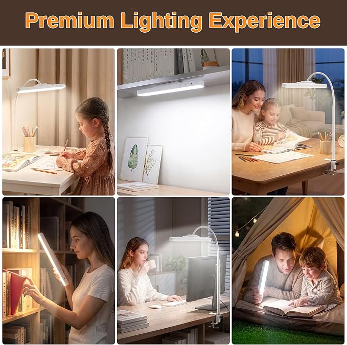 ShineTech Rechargeable Desk Lamp for Home Office,Magnetic Clip On Desk Lamp | 3 Color Modes & Stepless Dimming,Adjustable Gooseneck Lamp, Cordless, Long-Lasting Battery, Eye-Caring Wall Light for Reading - Image 8