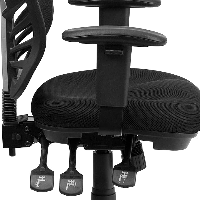 Flash Furniture Nicholas Mid-Back Black Mesh Multifunction Executive Swivel Ergonomic Office Chair with Adjustable Arms, Set of 4 - Image 10