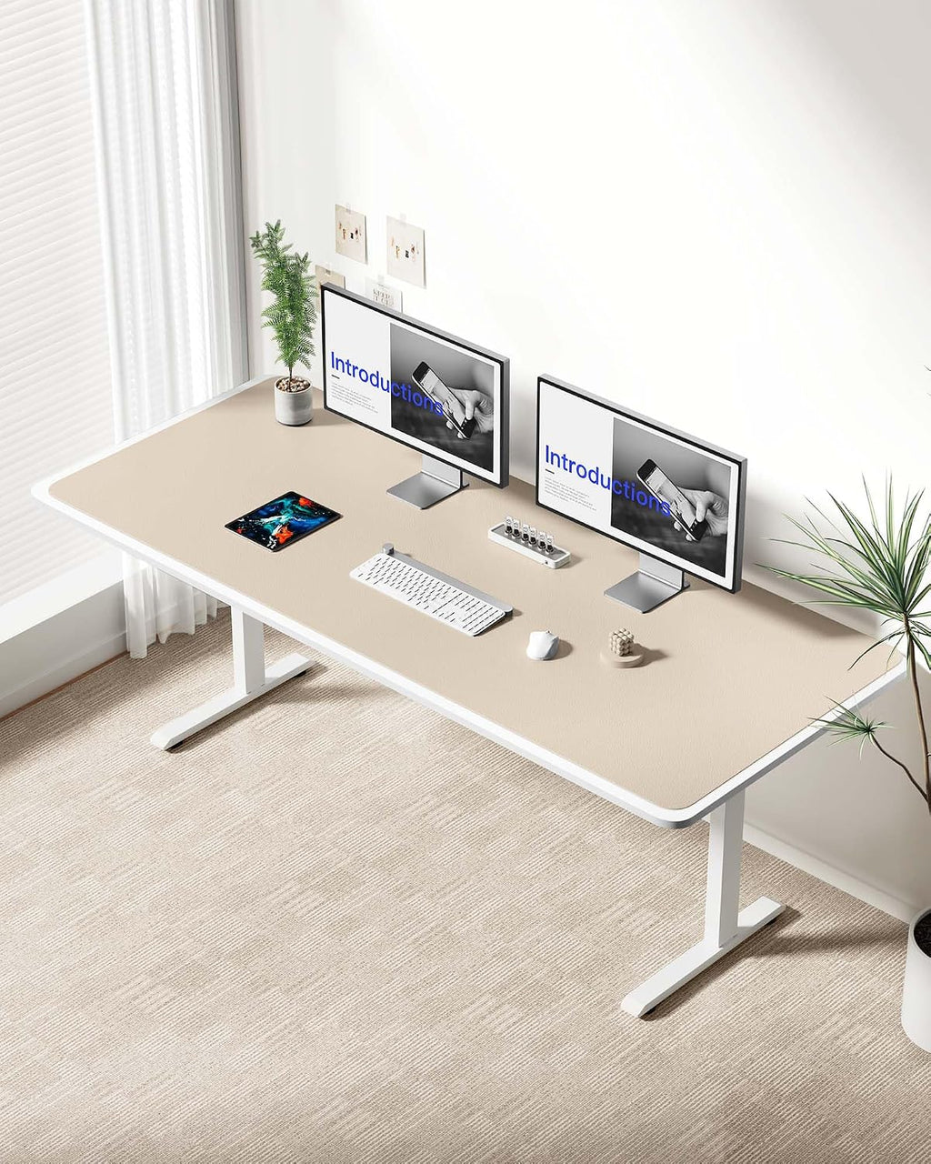 YSAGi Leather Desk Protector, Office Mat, Large Mouse Mat, Non-Slip PU Leather Blotter, Laptop Desk Mat, Waterproof Writing Pad for Office and Home(Eeggshell, 63" x 24") - Image 3