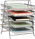 Mind Reader 5-Tier Paper Tray Organizer, Vertical Desktop File Storage Rack, Office, Metal Mesh, Silver by MindReader