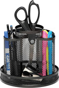 Rolodex Desk Organizer, Rotating Office Supply Caddy, Mesh Black (6.5" x 6.5" x 6.25") - Spinning Pencil Holder, Teacher Essentials by Rolodex