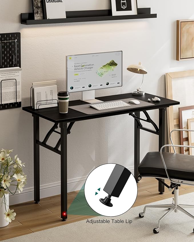 Small Folding Computer Desk – Portable 43.3 Inch Foldable Laptop Table, Collapsible and Compact for Easy Storage and Fast Setup, Lightweight for Small Spaces, Craft and Study Use, Dark Oak - Image 7