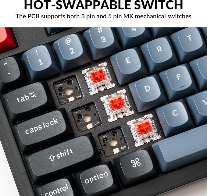 Keychron V6 Wired Custom Mechanical Keyboard, Full-Size QMK/VIA Programmable Macro with Hot-swappable Keychron K Pro Red Switch Compatible with Mac Windows Linux (Frosted Black-Translucent) | QMK Programmable with Hot-swappable Keychron Red Switch Comp... - Image 2