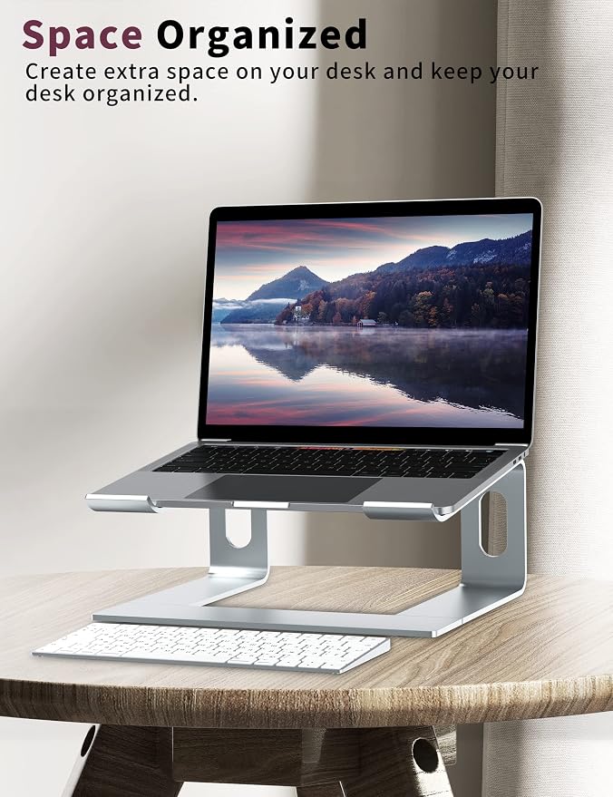 ALASHI Laptop Stand for Desk, Aluminum Computer Riser, Ergonomic Notebook Holder, Detachable Metal Laptops Elevator, PC Cooling Mount Support 10 to 15.6 Inches Notebook, Silver - Image 7