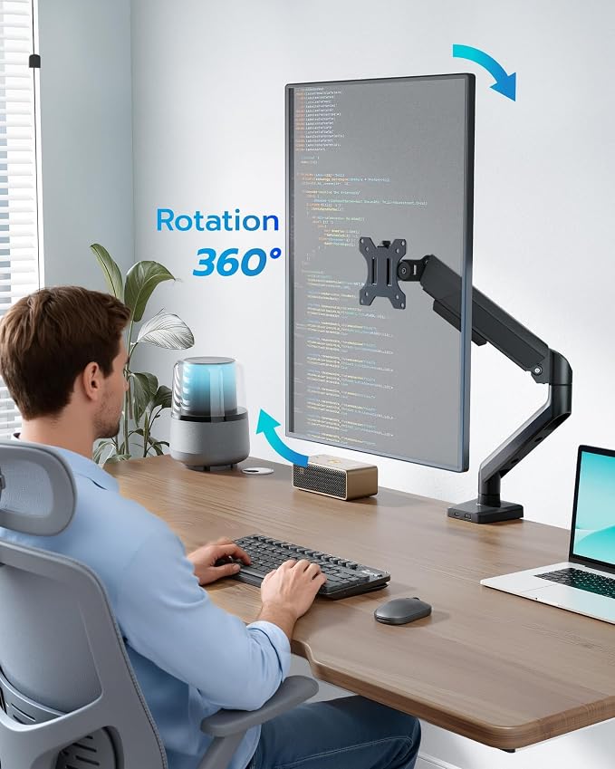 ARES WING 17-40 Inch Heavy Duty Monitor Arm, Black | Fully Adjustable Monitor Mount for Ultrawide Screens up to 26.4 lbs with Clamp/Grommet Desk Mount, 75/100 Vesa Mount - Image 9