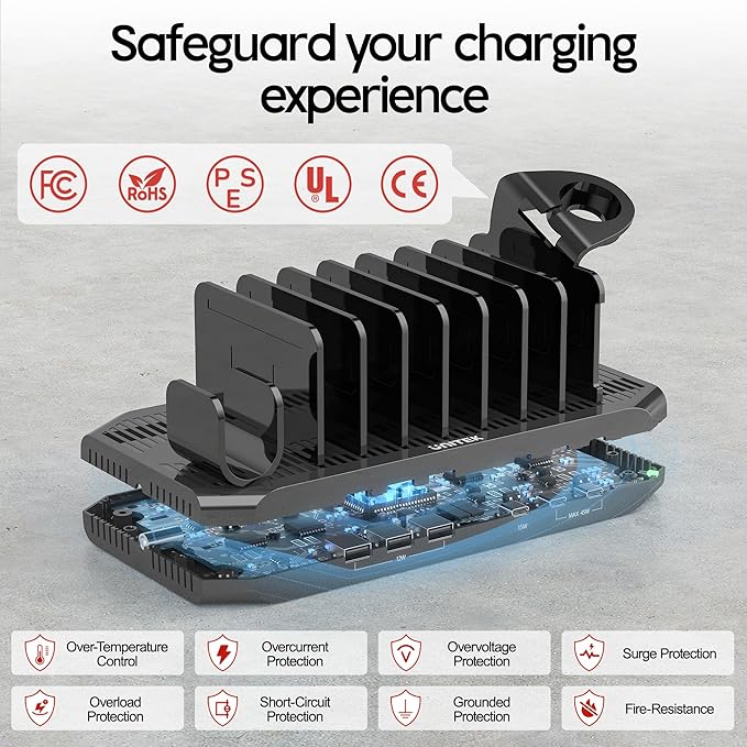 Unitek USB C Charging Station for Multi-Devices, Charger Dock with 2xPD 20W | Type C Charging Station for Multiple Devices, 6 IN 1 Fast Charger Organizer Dock for iPhone iPad Android Tablets All Charging - Image 4