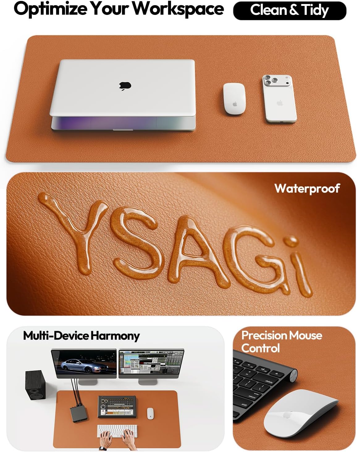 YSAGi Desk Protector&Blotter, Non-Slip Waterproof Leather Mouse Pad - Image 8