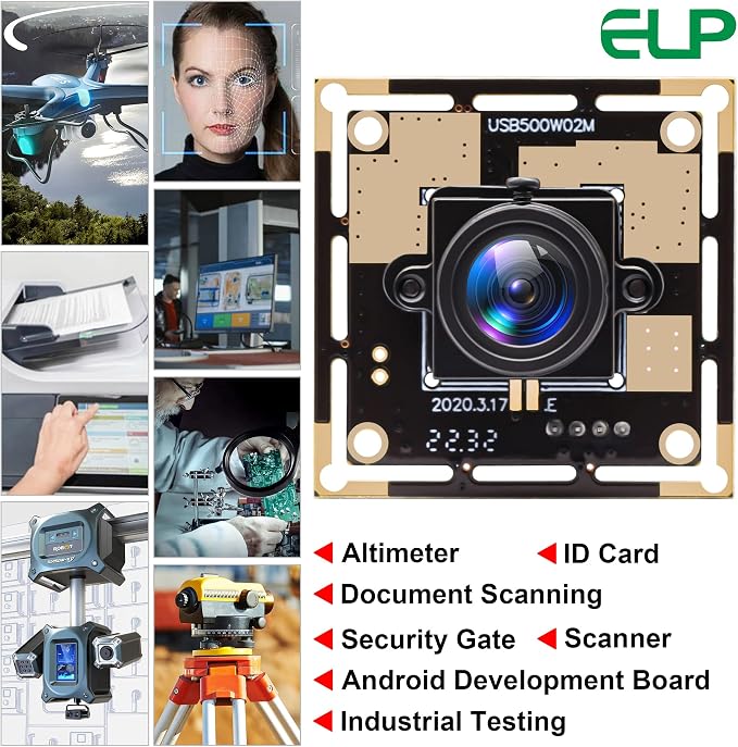 ELP 5mp USB Camera Module for Computer Industrial Machine Vision Webcam | 2.8mm Lens Wide Angle PC Camera for Windows Linux Android, Mac, UVC USB2.0 Lightburn Camera for Laptop, Computer, Jetson Nano - Image 9
