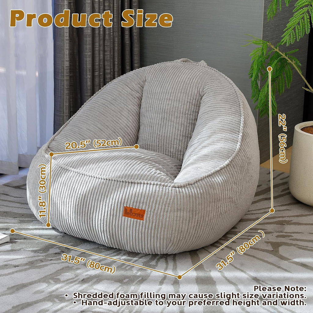 Bean Bag Chair, Cozy Fluffy Beanbag Chairs with Filler for Teens and Kids, Floor Lazy Sofa for Living Room Gaming & Reading (S-Light Grey) - Image 2