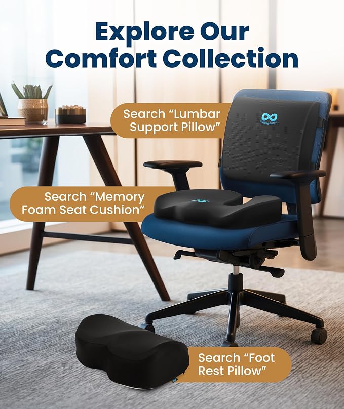 Everlasting Comfort Doctor Recommended Memory Foam Seat Cushion for Office Chairs & Car - Ergonomic Office Desk Accessories - Cushions for Tailbone Pain Relief, Sciatica (Black, Large) - Image 8