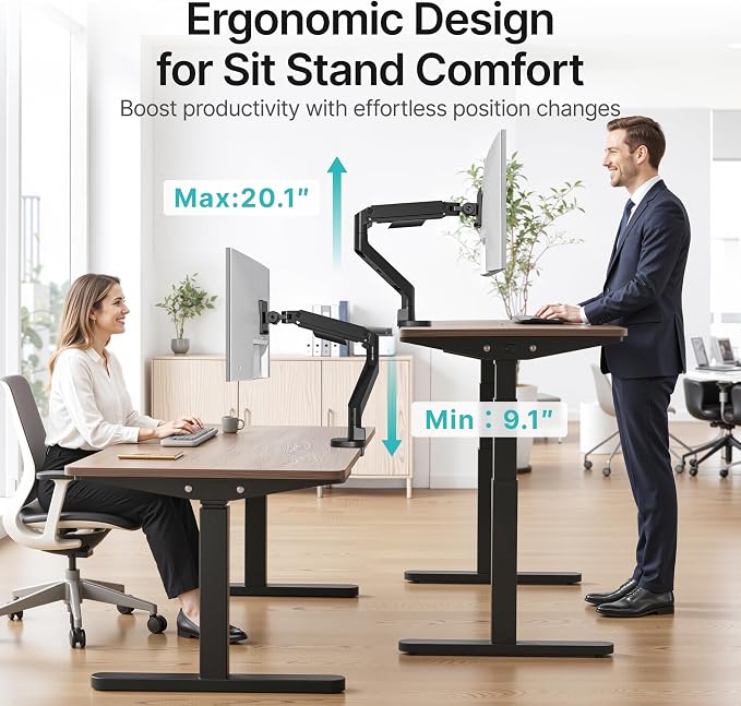 Heavy Duty Single Monitor Arm for 17-49 Inch,Holds 44 lbs, Black | Ultrawide Monitor Mount, Adjustable Gaming Desk Mount for 75/100 Vesa Mount - Image 5