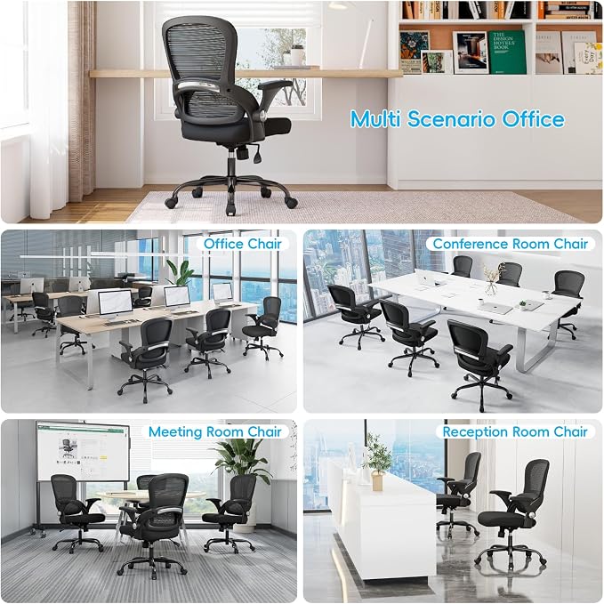 TRALT Office Chair - Ergonomic Office Chair with Back Support for Adults | Home Office Desk Chair with Lumbar Support - Ergonomic Mesh Chairs 330 lb Wide Seat for Work, Study, Office, Gaming(Black) - Image 3