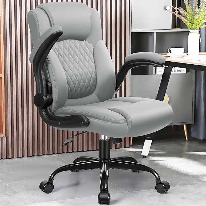 Leather Office Chair, PU Home Computer Desk Chairs with Ergonomic Back Support, 360°Swivel Free，Small Gaming Chair with Wheels and Adjustable Armrests, for Short People Use - Image 2