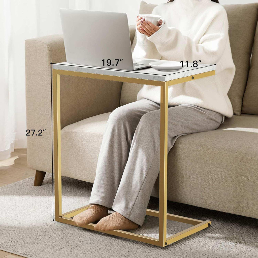 Pipishell C-Shaped End Table, 27 inch High, White - Image 6