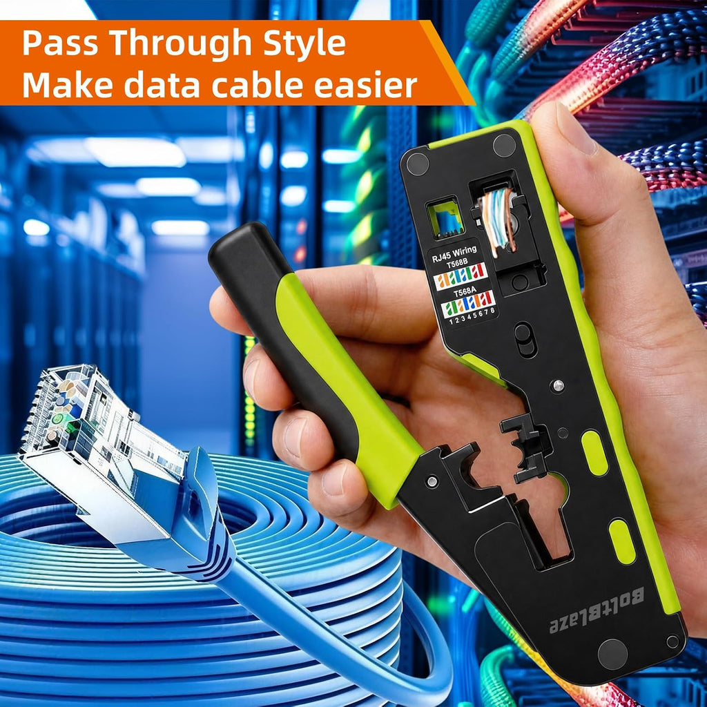 RJ45 Crimping Tool, All-in-One Ethernet Crimper Cat7 Cat6 Cat5 Crimping Tool for RJ11/RJ12 Standard, RJ45 Pass Through Connectors - Image 5